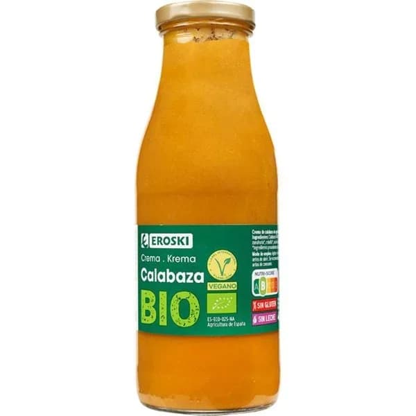 Crema de calabaza EROSKI BIO, frasco 485 g - 0.48 kg - Imagen del producto en Findit