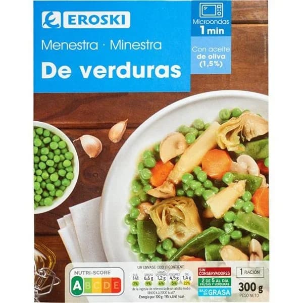 Menestra de verduras EROSKI, bandeja 300 g - 0.3 kg - Imagen del producto en Findit