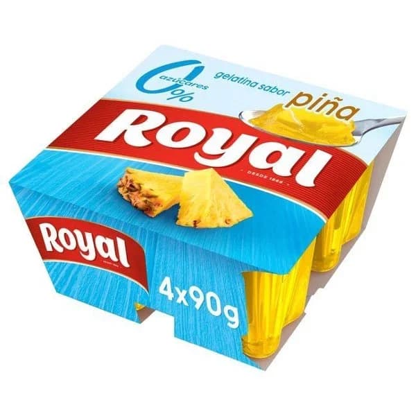 Gelatina sabor piña 0% ROYAL, pack 4x90 g - 1 ud - Imagen del producto en Findit