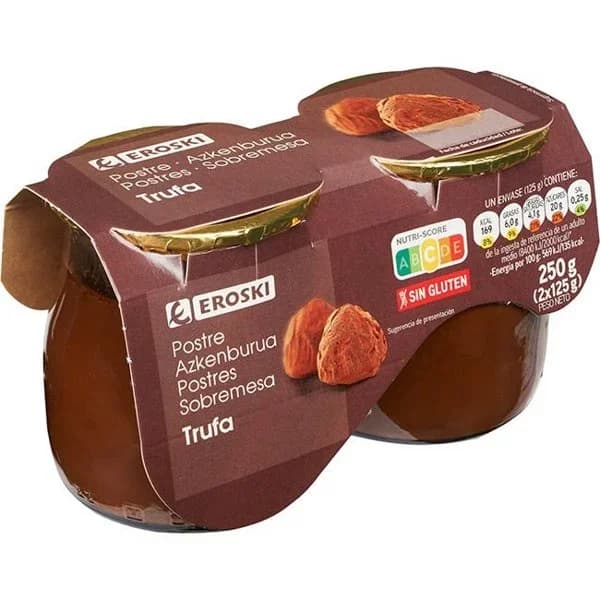Postre de trufa EROSKI, pack 2x125 g - 0.25 kg - Imagen del producto en Findit