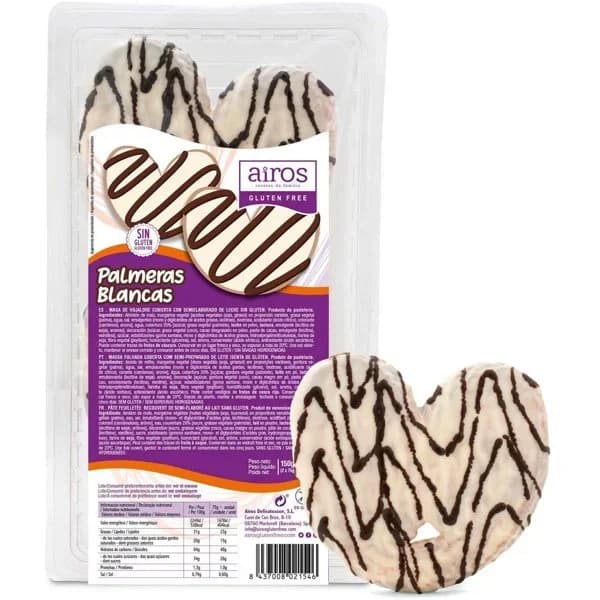 Palmera con chocolate blanco Airos sin gluten 150 g. - 0.15 kg - Imagen del producto en Findit
