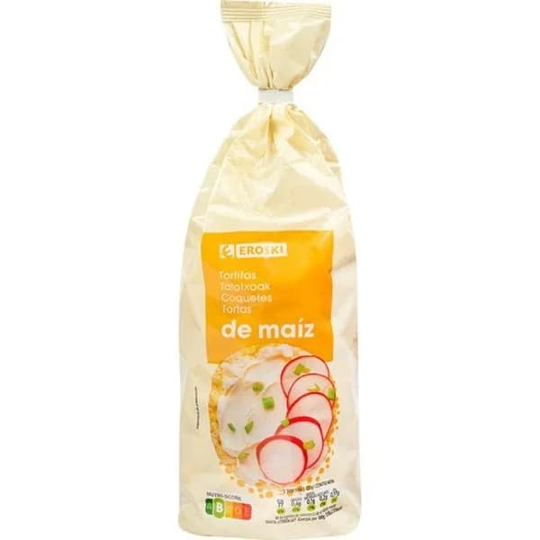 Tortita de maíz EROSKI, paquete 130 g - 0.13 kg - Imagen del producto en Findit