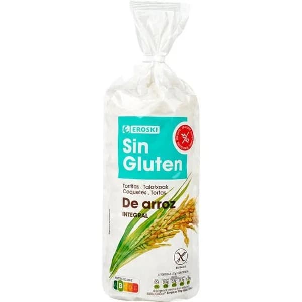 Tortita de arroz sin gluten EROSKI, paquete 130 g - 0.13 kg - Imagen del producto en Findit