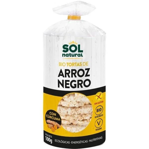 Tortita de arroz negro-cúrcuma bio SOLNATURAL, paquete 100 g - 0.1 kg - Imagen del producto en Findit