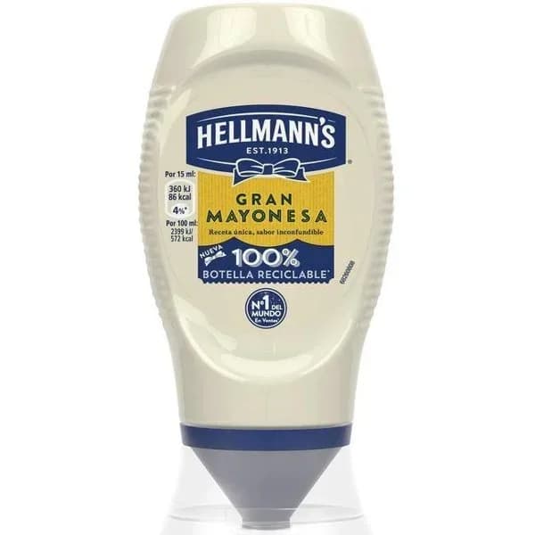 Mayonesa HELLMANN'S, bocabajo 250 ml - 0.25 l - Imagen del producto en Findit