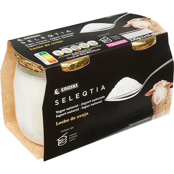 Yogur natural de leche de oveja Eroski SELEQTIA, pack 2x115 g - 1 ud - Imagen del producto en Findit