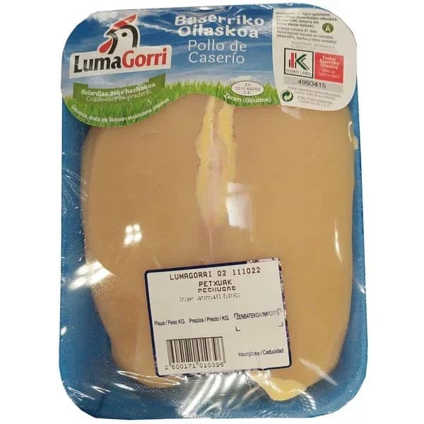 Pechuga de pollo EUSKO LABEL LUMAGORRI, bandeja aprox. 500 g - 0.5 kg - Imagen del producto en Findit