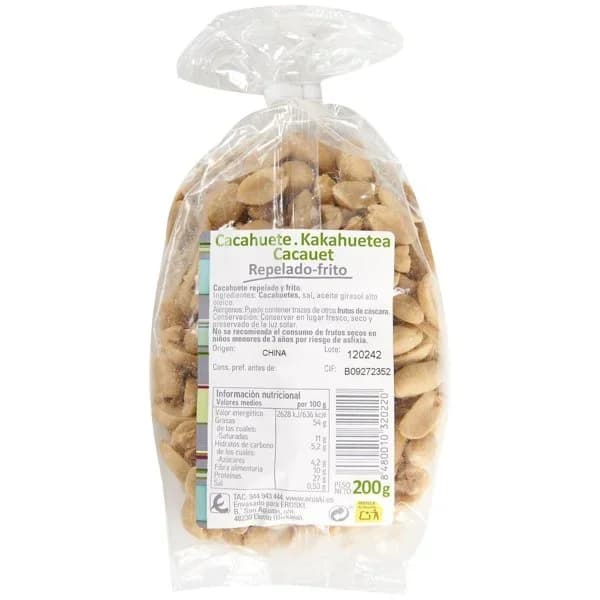 Cacahuete repelado frito, bolsa 200 g - 0.2 kg - Imagen del producto en Findit