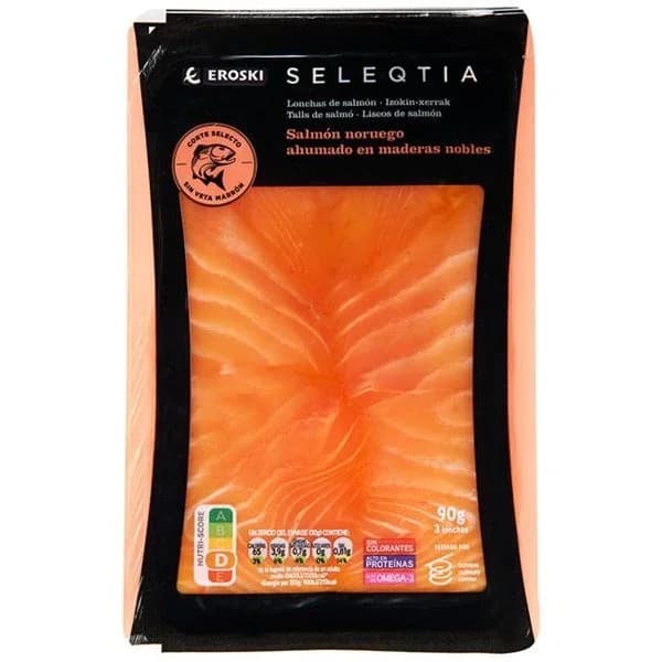Salmón ahumado EROSKI SELEQTIA, sobre 90 g - 0.09 kg - Imagen del producto en Findit
