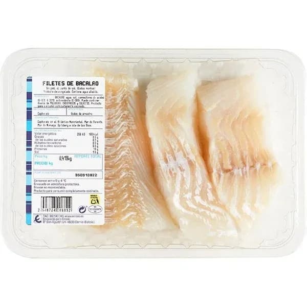 Bacalao al punto de sal sin piel, bandeja 400 g 400 g - 0.4 kg - Imagen del producto en Findit