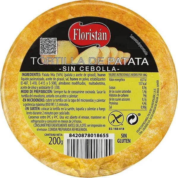 Tortilla sin Cebolla Mini - 0.2 kg - Imagen del producto en Findit