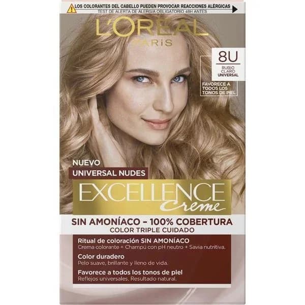 Coloración 8U rubio claro univversal EXCELLENCE CREME, caja 1 ud - 1 ud - Imagen del producto en Findit