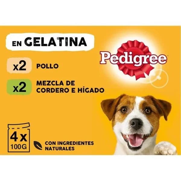 Alimento de pollo-cordero para perro PEDIGREE, pack 4x100 g - 0.4 kg - Imagen del producto en Findit