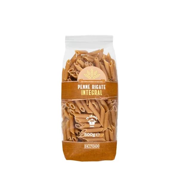 Pasta penne integral Hacendado - 0.5 kg - Imagen del producto en Findit