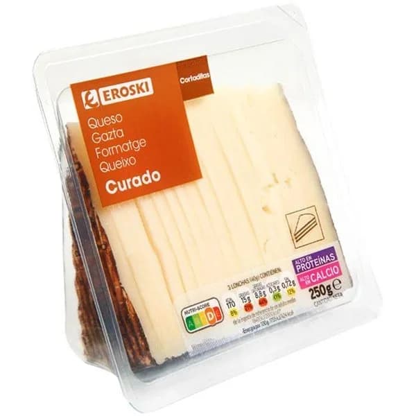 Queso curado cortado EROSKI, cuña 250 g - 0.25 kg - Imagen del producto en Findit