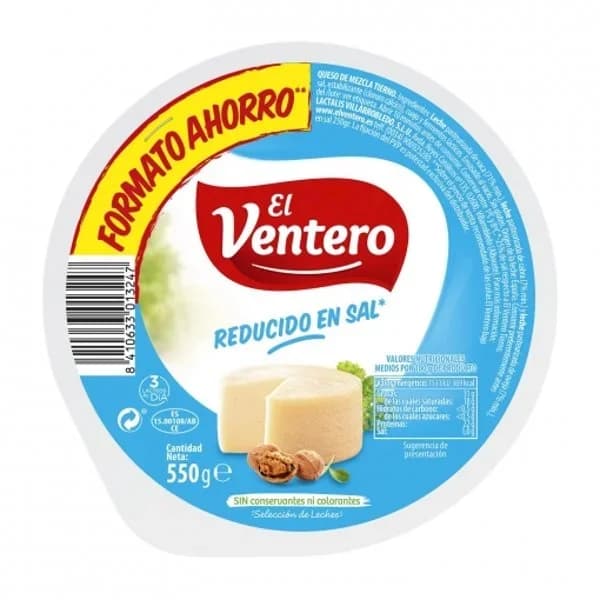 Queso de mezcla tierno bajo en sal El Ventero 550 g - 0.55 kg - Imagen del producto en Findit