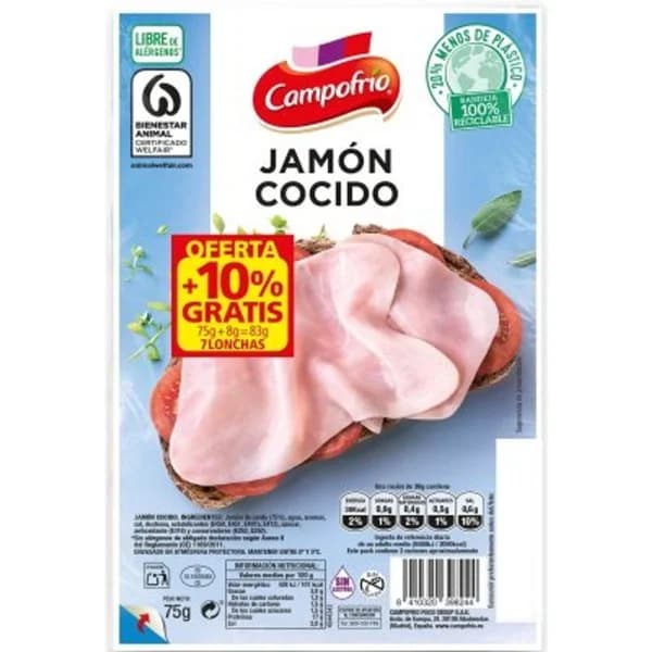 Jamón Cocido - 0.08 kg - Imagen del producto en Findit