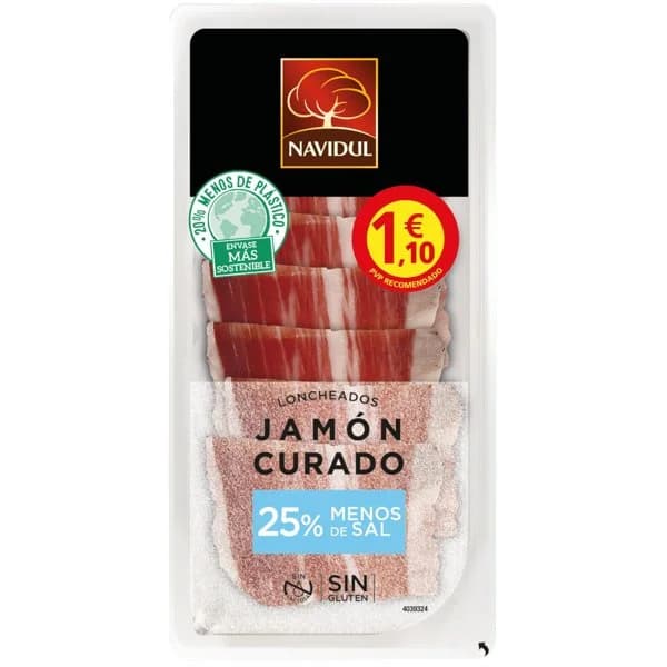 Jamón curado reducido en sal Navidul 45 g - 0.05 kg - Imagen del producto en Findit