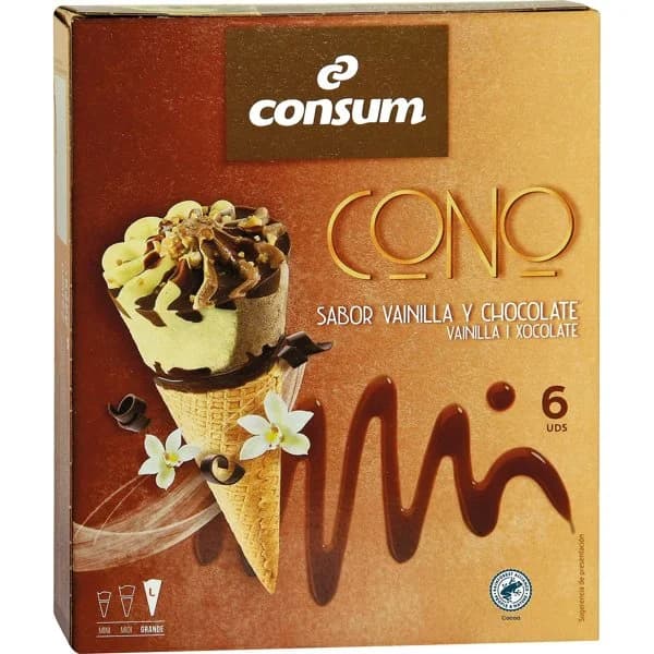 Cono Vainilla Chocolate Pack de 6 Unidades - 0.43 kg - Imagen del producto en Findit