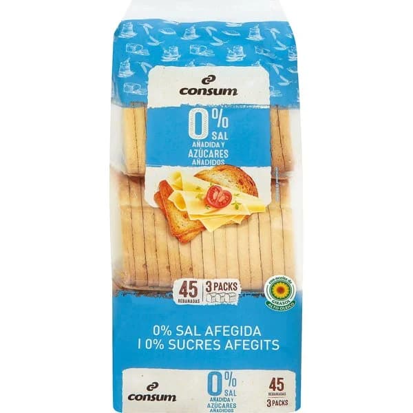 Pan Tostado 0% Sal y Azúcares Añadidos 45U - 0.41 kg - Imagen del producto en Findit