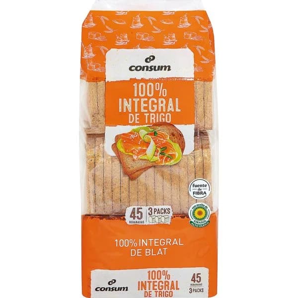 Pan Tostado 100%Integra 45 Rebanadas - 0.41 kg - Imagen del producto en Findit