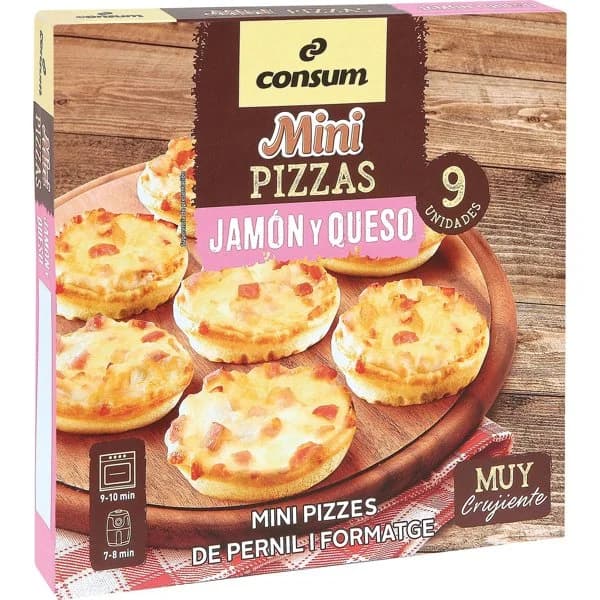 Mini Pizza Jamón Queso 9 Unidades - 0.29 kg - Imagen del producto en Findit