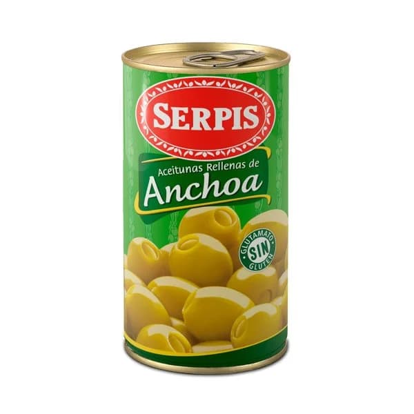Aceitunas rellenas de anchoas Serpis lata 130 g - 0.13 kg - Imagen del producto en Findit