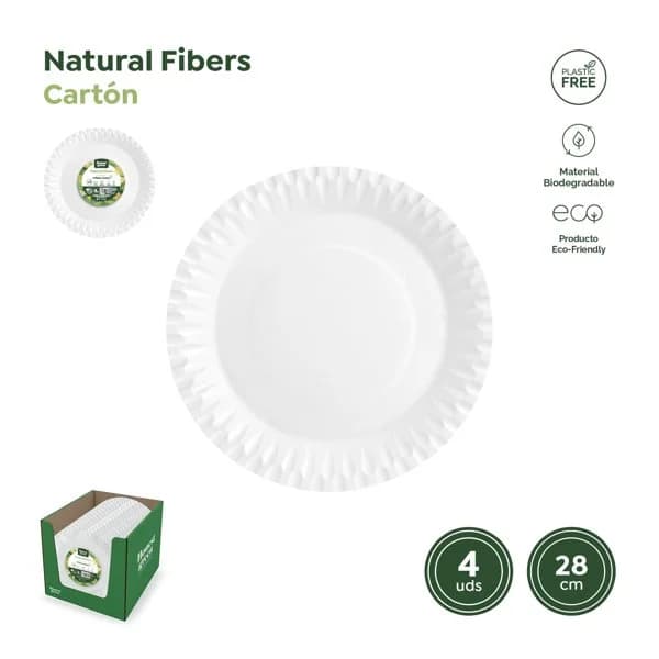 Plato Llano Biodegradable 28CM 4UD - 1 ud - Imagen del producto en Findit
