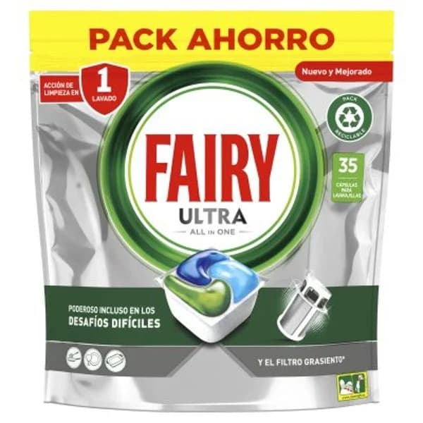 Lavavajillas máquina FAIRY TODO EN 1 ULTRA, bolsa 35 dosis - 1 ud - Imagen del producto en Findit