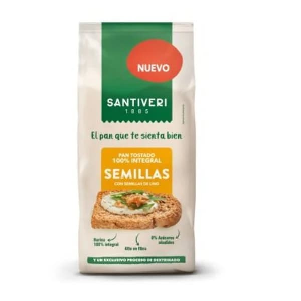 Pan tostado 100% integral con semillas 300 g - 0.3 kg - Imagen del producto en Findit