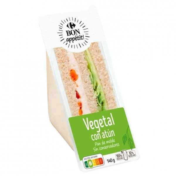 Sándwich vegetal con atún Bon Appétit Carrefour 140 g - 1 ud - Imagen del producto en Findit