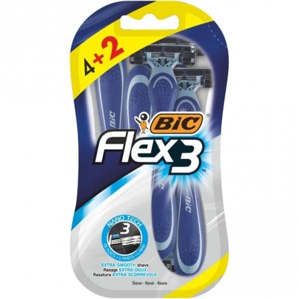 Maquinilla desechable BIC FLEX 3, pack 4+2 uds. - 6.01 ud - Imagen del producto en Findit