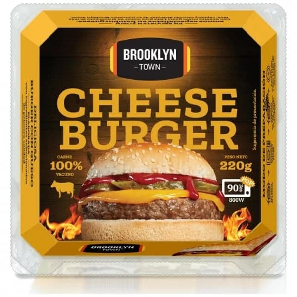Hamburguesa de vacuno con queso Cheese Burger Brooklyn Town 220 g. - 0.22 kg - Imagen del producto en Findit