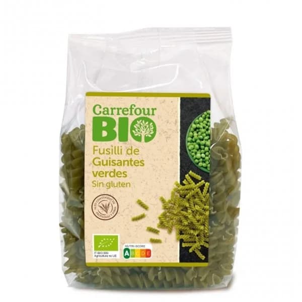 Fusilli de guisantes ecológicos Carrefour Bio sin gluten 250 g. - 0.25 kg - Imagen del producto en Findit