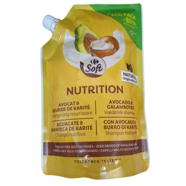 Champú nutritivo con agucate y manteca de karité Carrefour Soft doy pack 500 ml. - 0.5 l - Imagen del producto en Findit