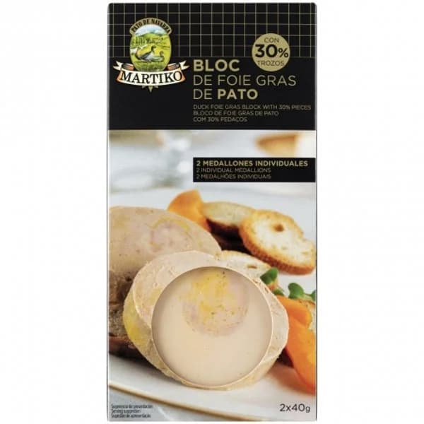 Foie gras de pato con trozos Martiko sin gluten pack de 2 unidades de 40 g - 0.08 kg - Imagen del producto en Findit