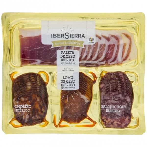 Paleta de Cebo Ibérico 50% Raza Ibérica IberSierra sin gluten + Surtido de Ibéricos 150 g - 0.15 kg - Imagen del producto en Findit