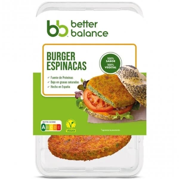 Burger espinacas vegetal Better Balance 160 g. - 0.16 kg - Imagen del producto en Findit