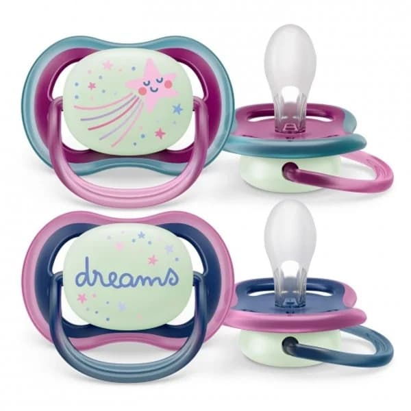Chupete anatómico de silicona niña 6-18m Ultra Air Nighttime Philips Avent 2 ud. - 1 ud - Imagen del producto en Findit