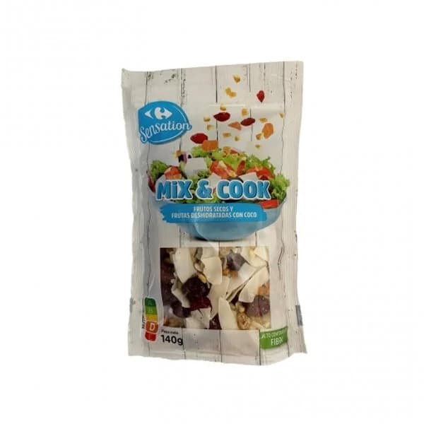 Mezcla de frutos secos con coco deshidratado Mix & Cook Sensation Carrefour doy pack 140 g. - 0.14 kg - Imagen del producto en Findit