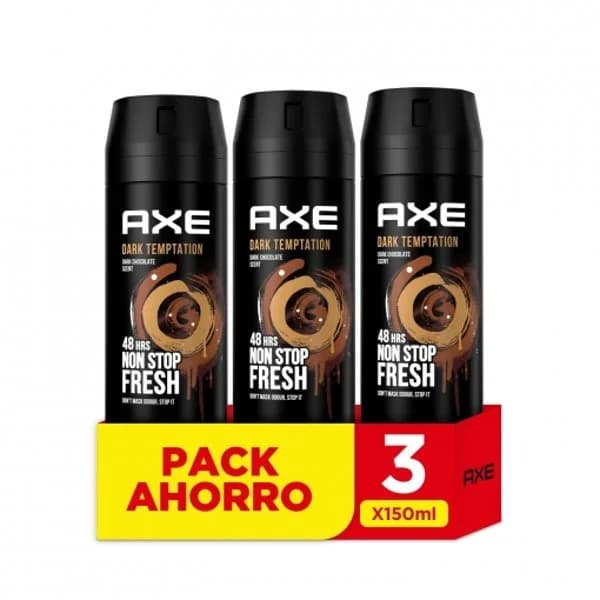 Desodorante en spray Dark Temptation Axe pack de 3 unidades de 150 ml. - 0.45 l - Imagen del producto en Findit