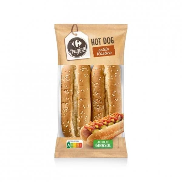 Hot Dog estilo rústico Carrefour Original 4 ud. - 0.22 kg - Imagen del producto en Findit