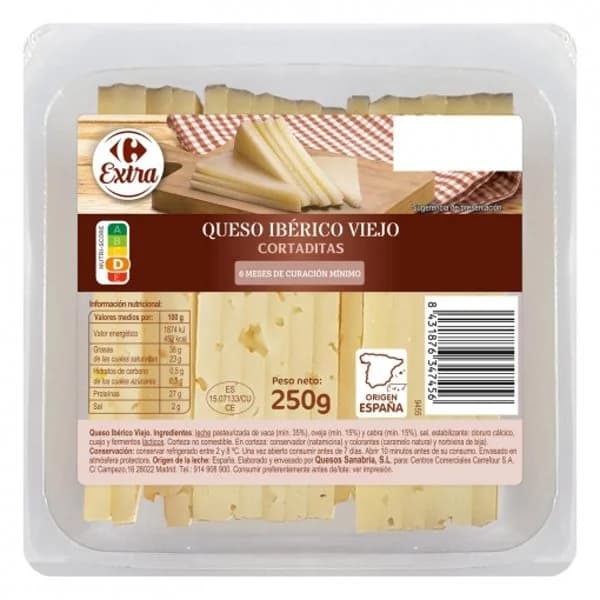 Queso ibérico viejo Extra Carrefour cuña cortada 250 g. - 0.25 kg - Imagen del producto en Findit