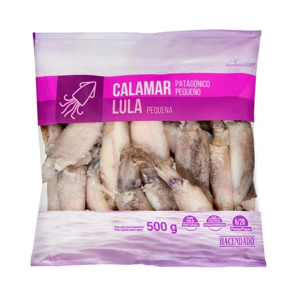 Calamar patagónico pequeño Hacendado ultracongelado - 0.5 kg - Imagen del producto en Findit