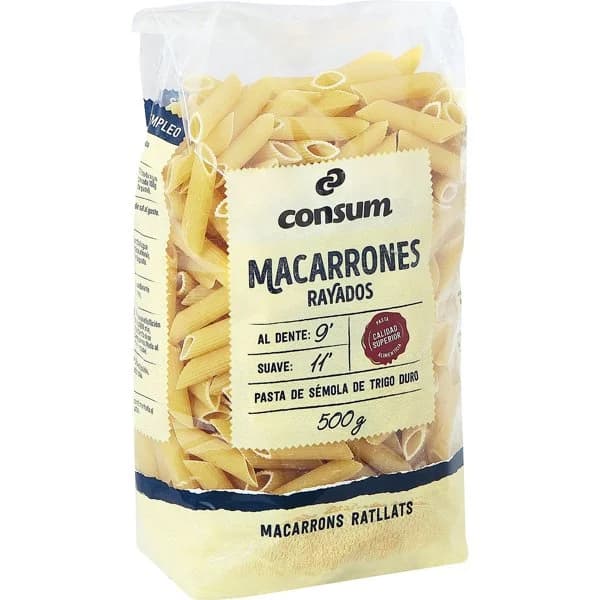 Macarrones Rayados Paquete - 0.5 kg - Imagen del producto en Findit