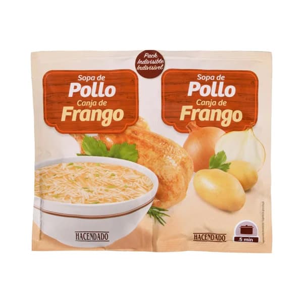 Sopa de pollo Hacendado con fideos finos - 0.16 kg - Imagen del producto en Findit