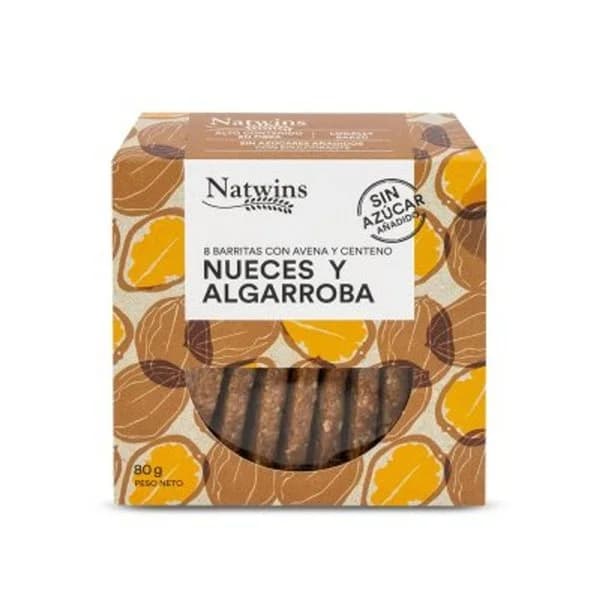 Barritas de nueces y algarroba 80 g - 0.08 kg - Imagen del producto en Findit