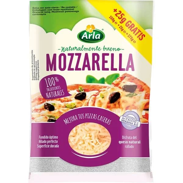 Queso Rallado Mozzarella Bolsa - 0.15 kg - Imagen del producto en Findit