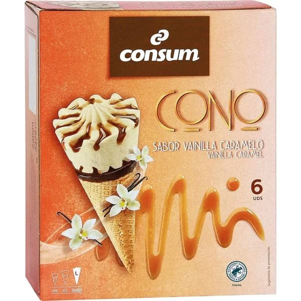 Cono Vainilla Caramelo Pack de 6 Unidades - 0.43 kg - Imagen del producto en Findit