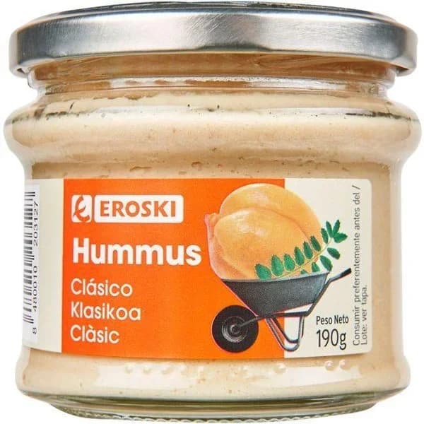 Hummus clásico EROSKI, frasco 190 g - 1 ud - Imagen del producto en Findit